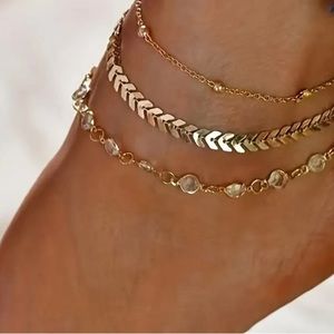 New set of three Golden anklets